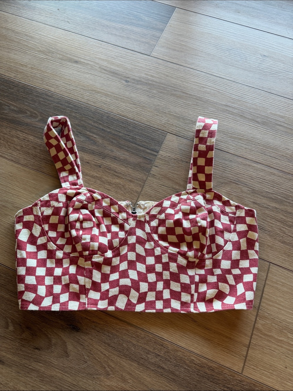 Women’s Red Checker Crop Top